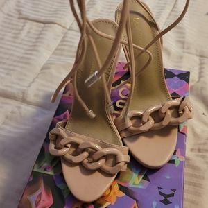 Nude wrap around heels